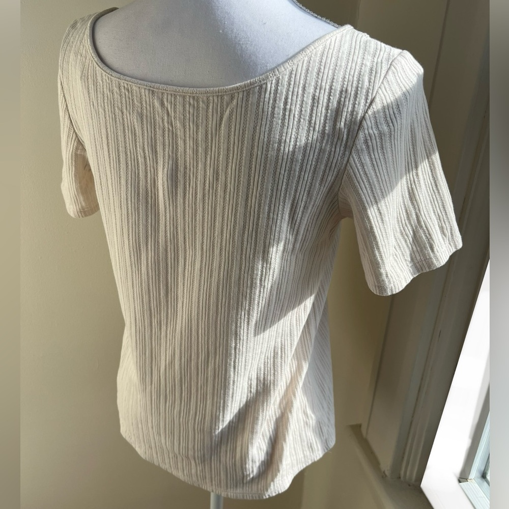 Sezane Maddie Beige Button Down T-shirt Size Small - Picture 6 of 11